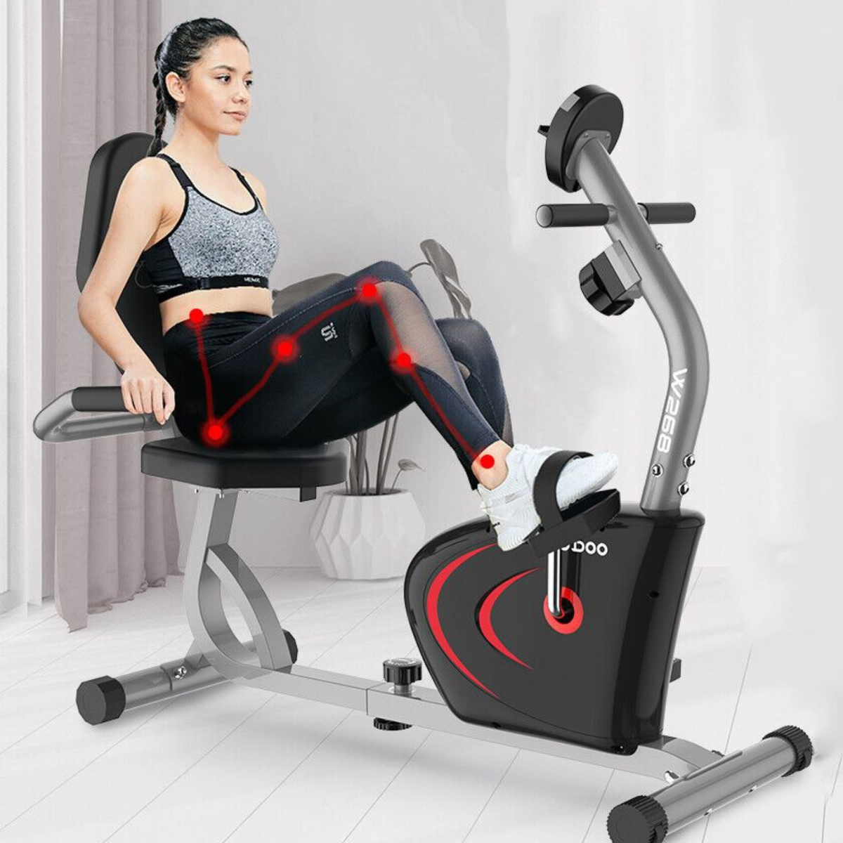 Annie’s Fashion Indoor Recumbent Exercise Bike – Electric Home Gym Fitness Stationary Cycle