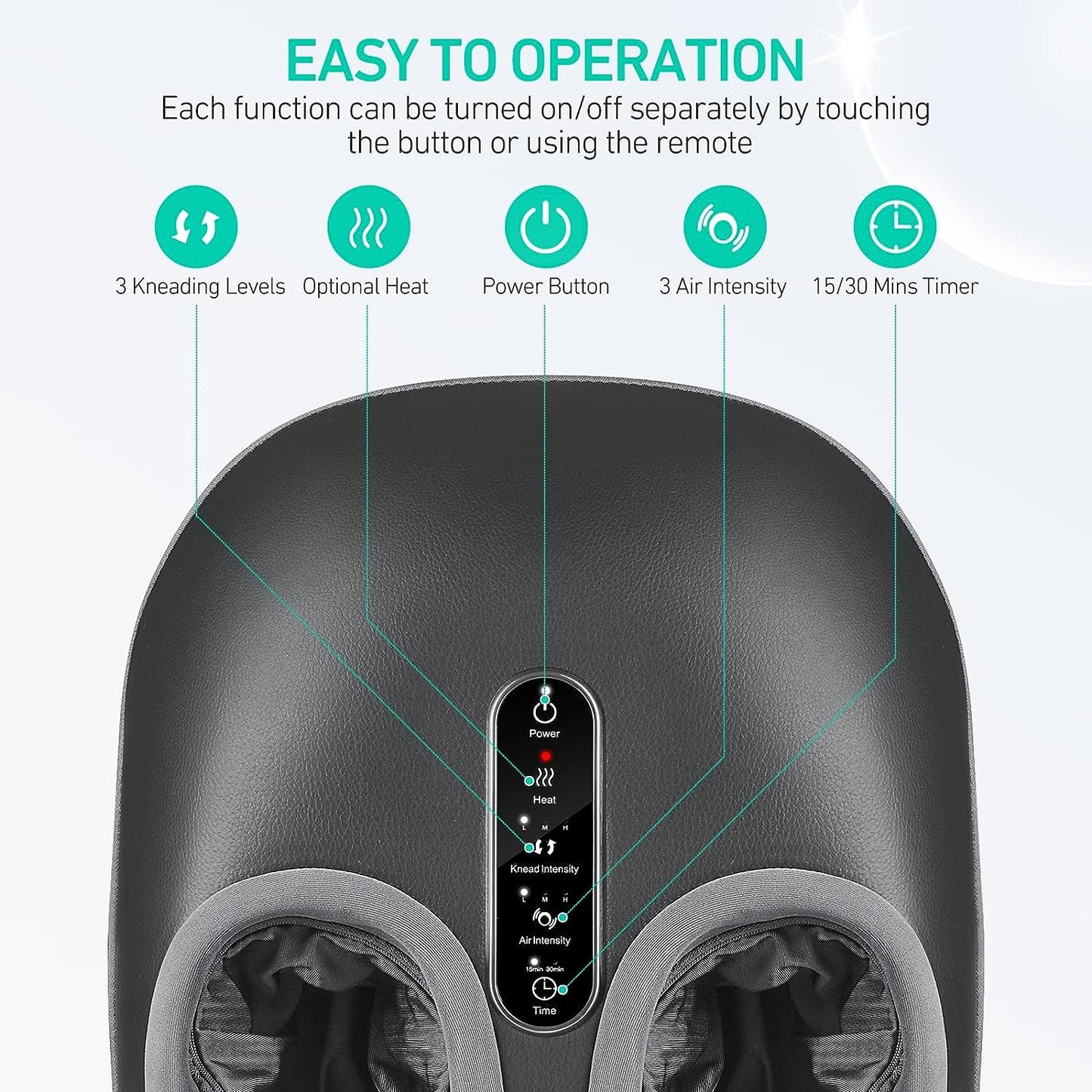 Annie Shiatsu Foot Massager with Heat – Kneading, Vibration & Air Compression for Deep Tissue Relief - Image 4