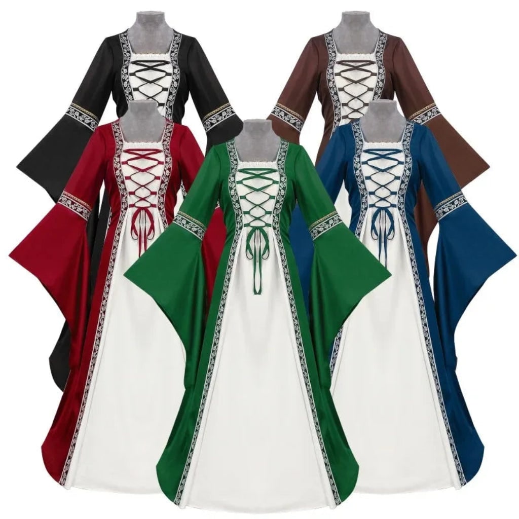 Annies-fashion – Elegant Medieval Dress Costume for Women with Lace-Up Design | Perfect for Halloween and Themed Events