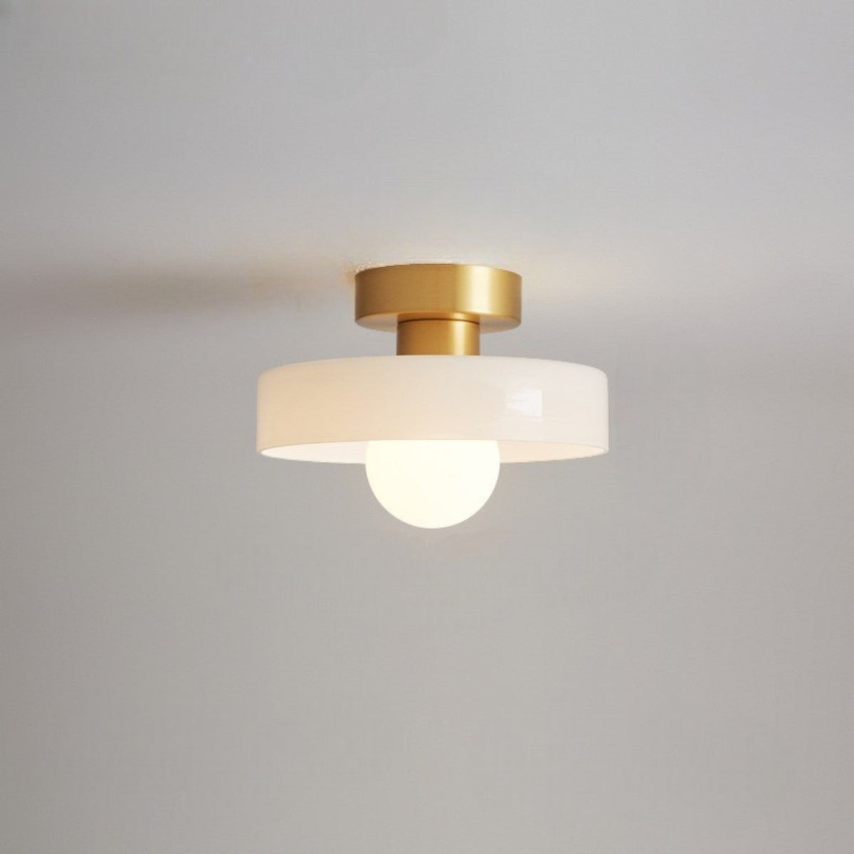 Minimalist Ceiling Light | French Bauhaus Design with Brass Accents
