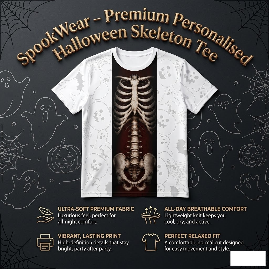 Annies-fashion – Premium Personalised Halloween Skeleton Tee