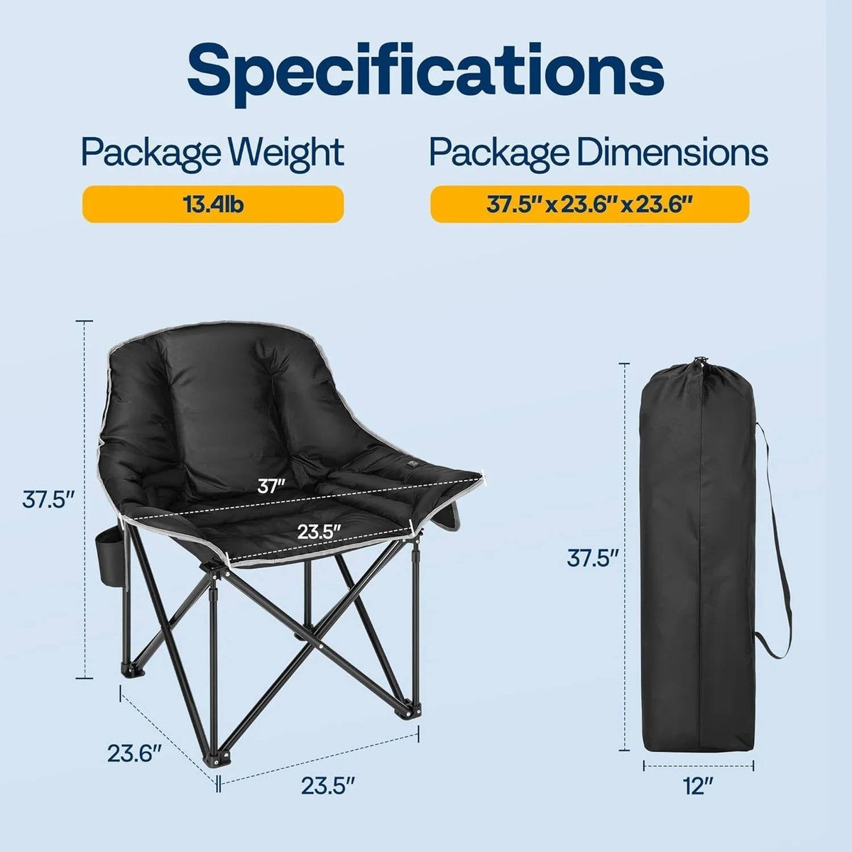 Annie’s Fashion Oversized Heated Camping Chair with Power Bank