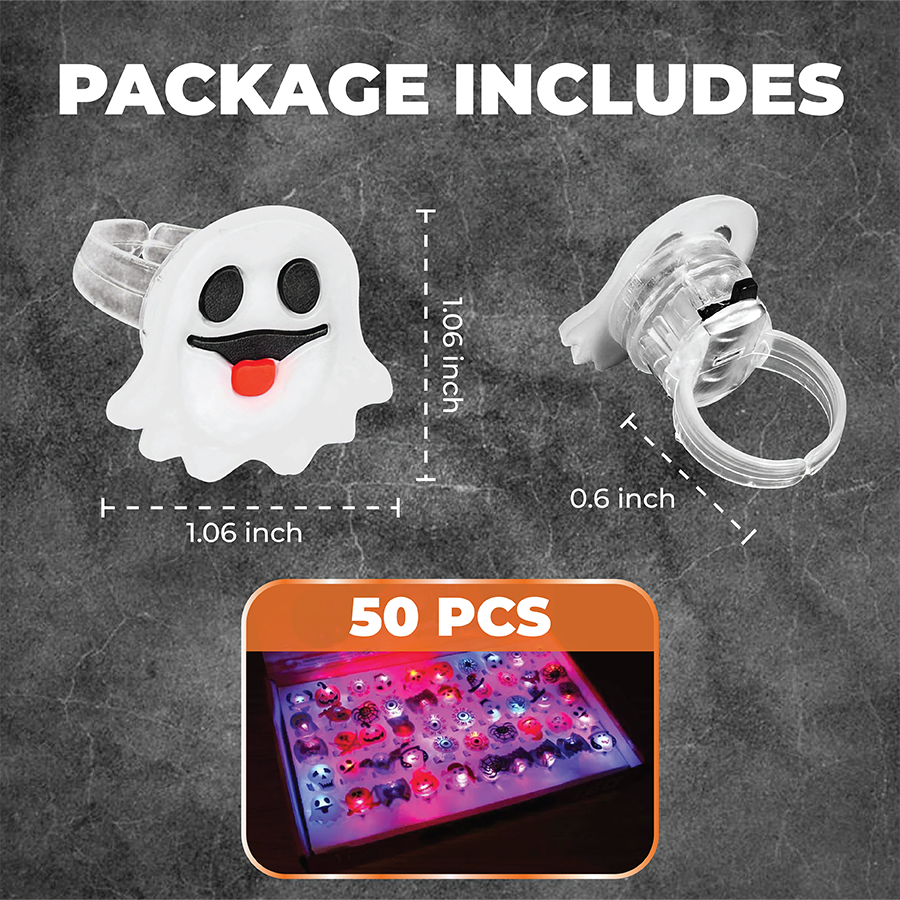 Annies-fashion – Halloween Glow Rings Party Pack - 50 Pcs