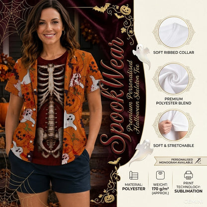 Annies-fashion – Premium Personalised Halloween Skeleton Tee