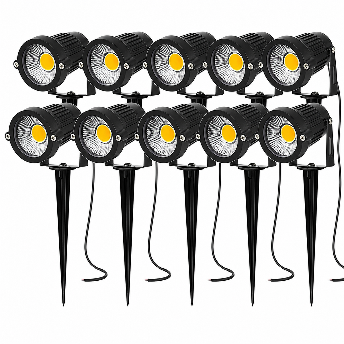 10-Pack of 12V LED Garden Spotlights - 270° Adjustable Head, 500 Lumens