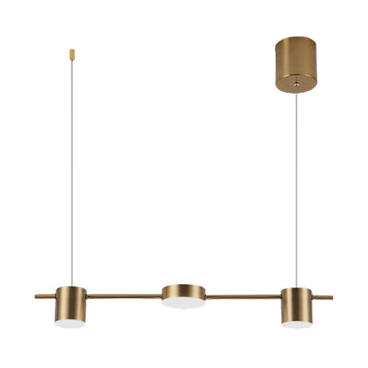 Modern Linear Pendant Light | Brass Drum Shade Design