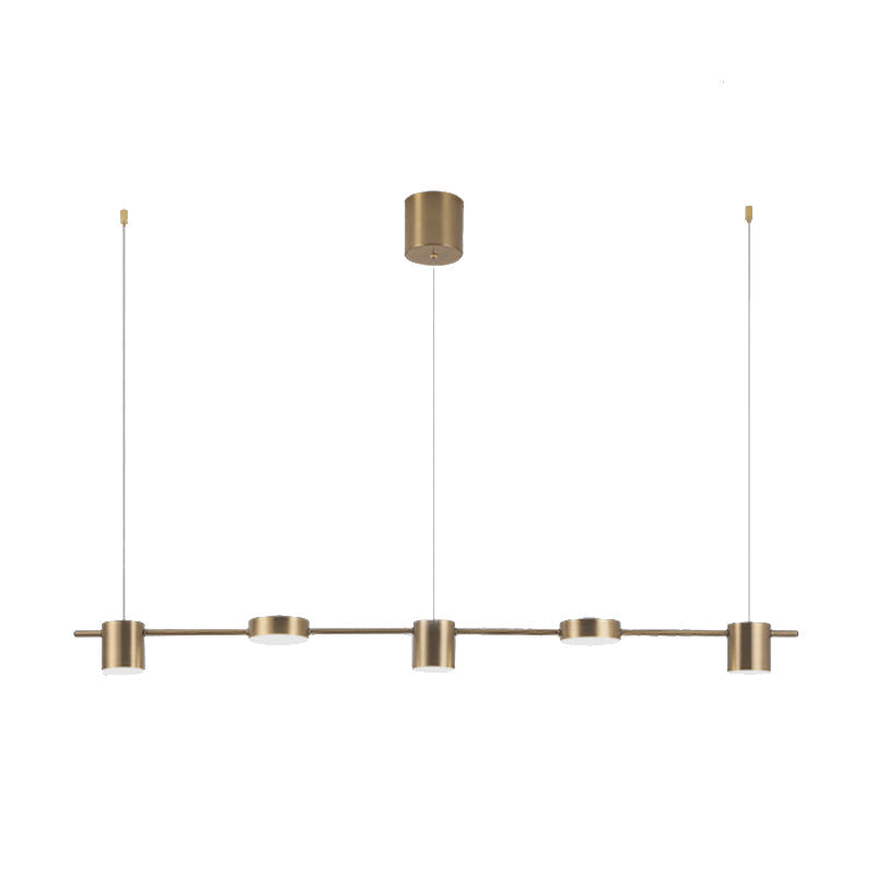 Modern Linear Pendant Light | Brass Drum Shade Design