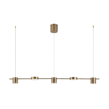 Modern Linear Pendant Light | Brass Drum Shade Design