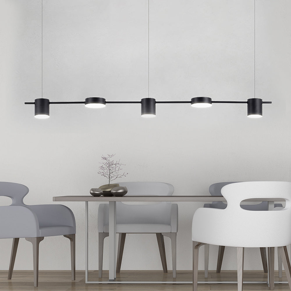 Modern Linear Pendant Light | Brass Drum Shade Design