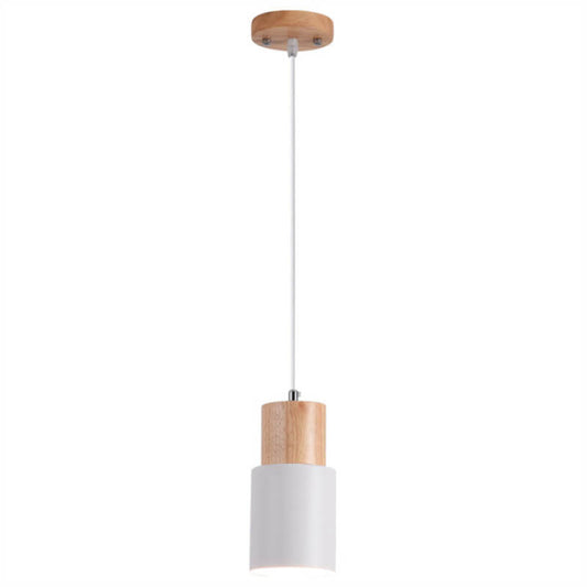Metal and Wood Pendant Light, Modern Industrial Design