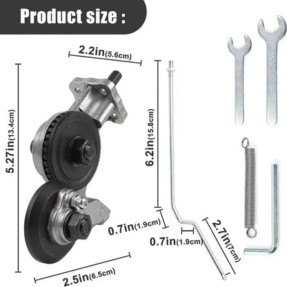 Metal Sheet Cutter Drill Attachment with Three Interchangeable Heads and Gear Blade