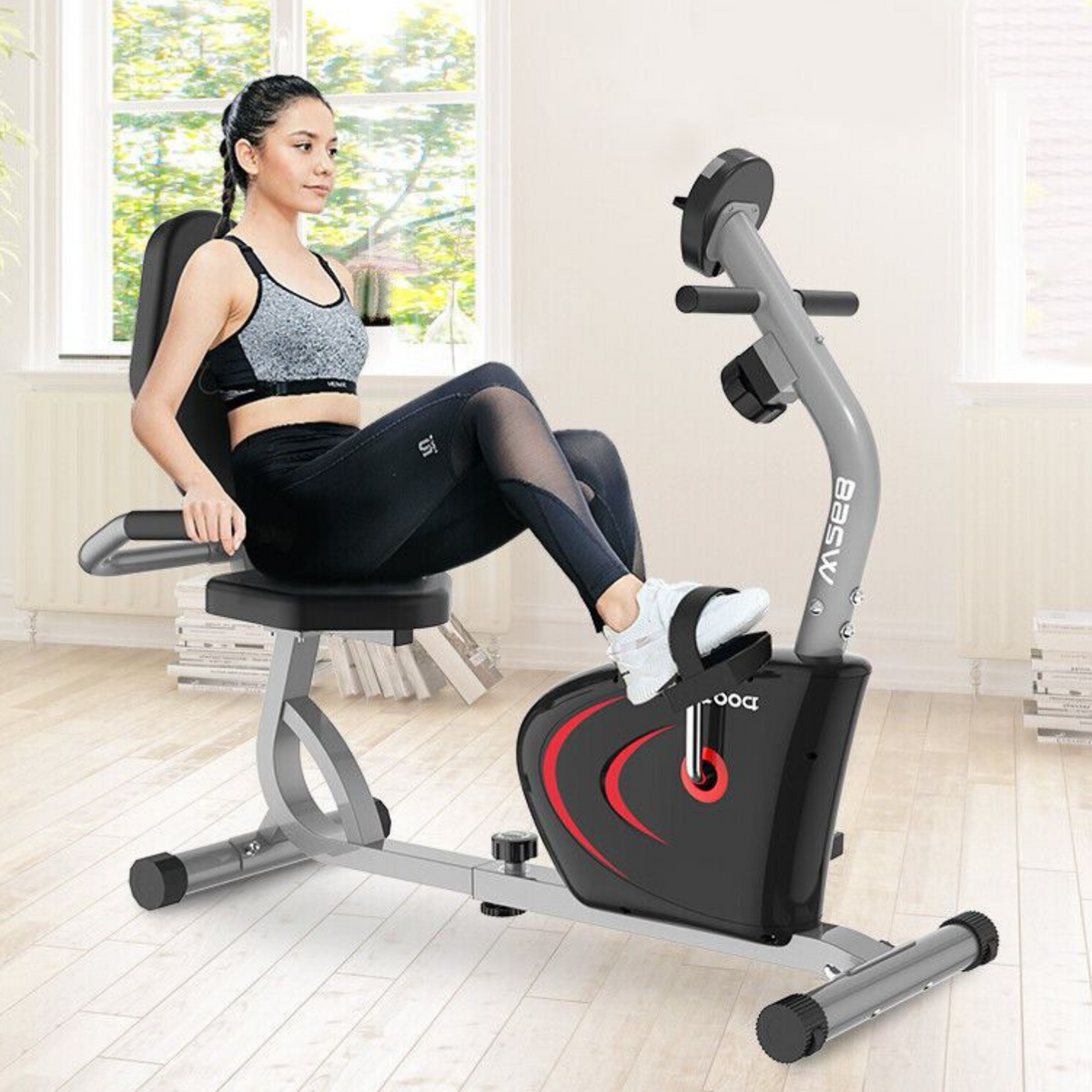 Annie’s Fashion Indoor Recumbent Exercise Bike – Electric Home Gym Fitness Stationary Cycle