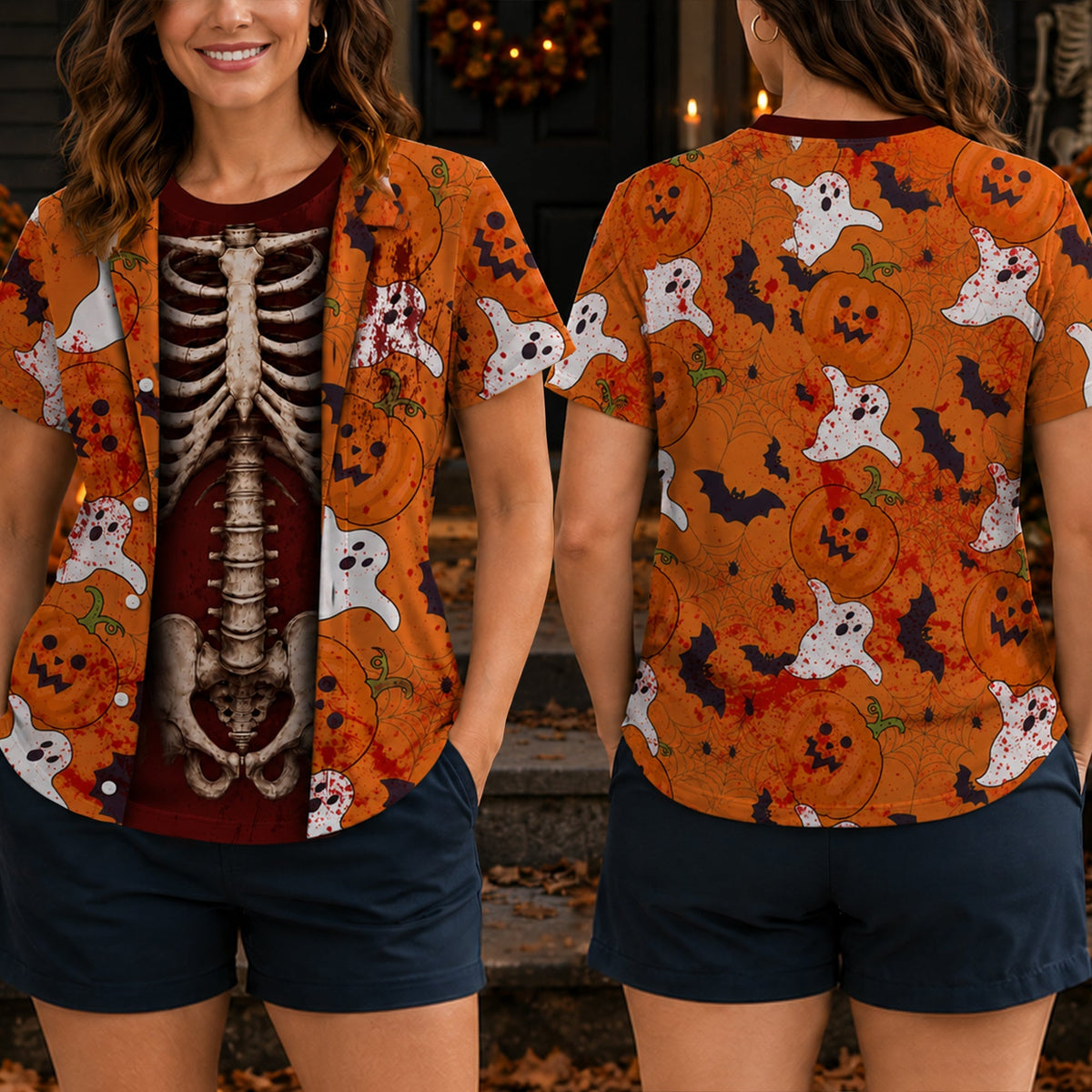 Annies-fashion – Premium Personalised Halloween Skeleton Tee