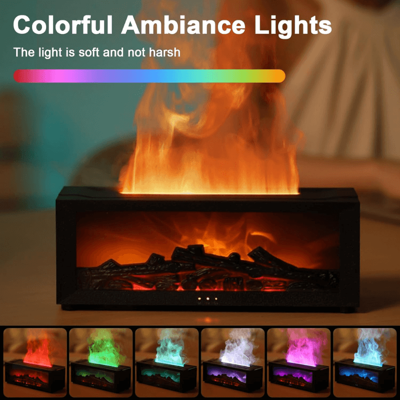 3D Fireplace Diffuser with 7 LED Colors