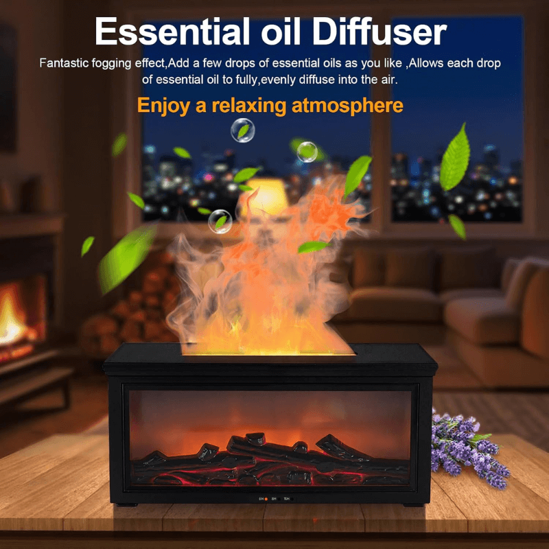 3D Fireplace Diffuser with 7 LED Colors