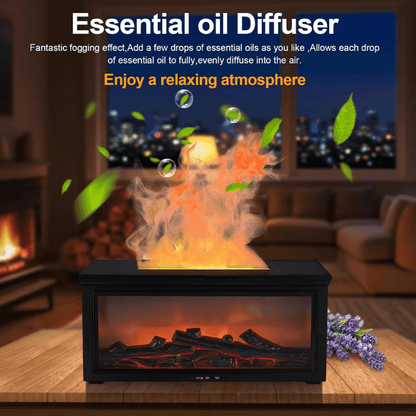 3D Fireplace Diffuser with 7 LED Colors