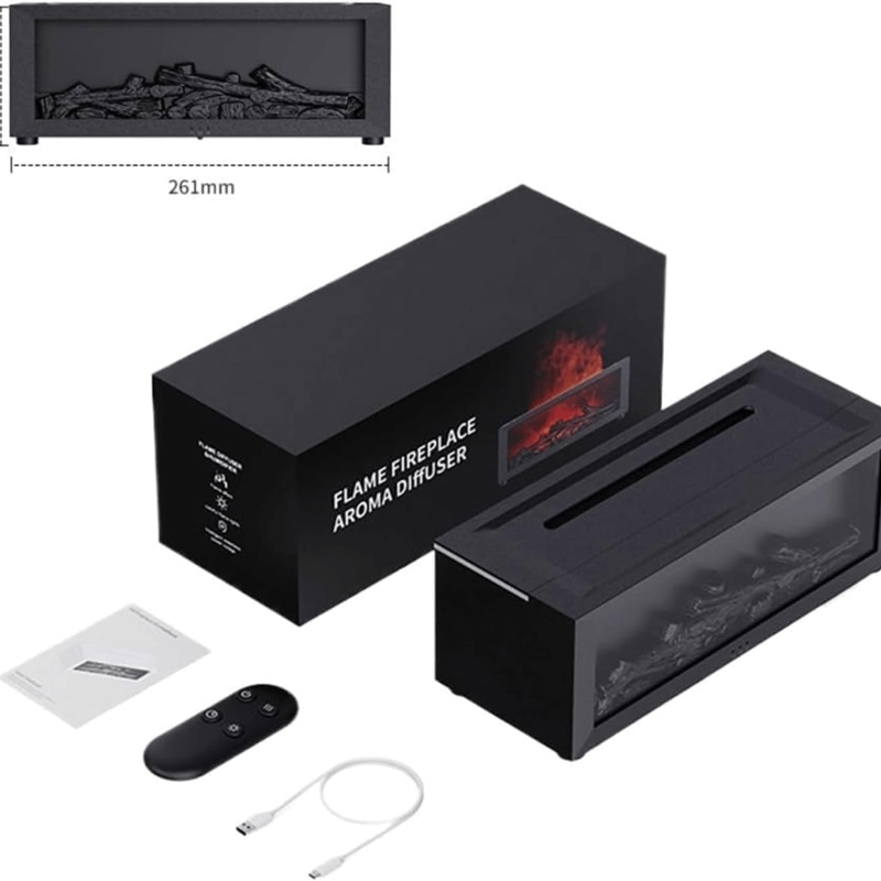 3D Fireplace Diffuser with 7 LED Colors