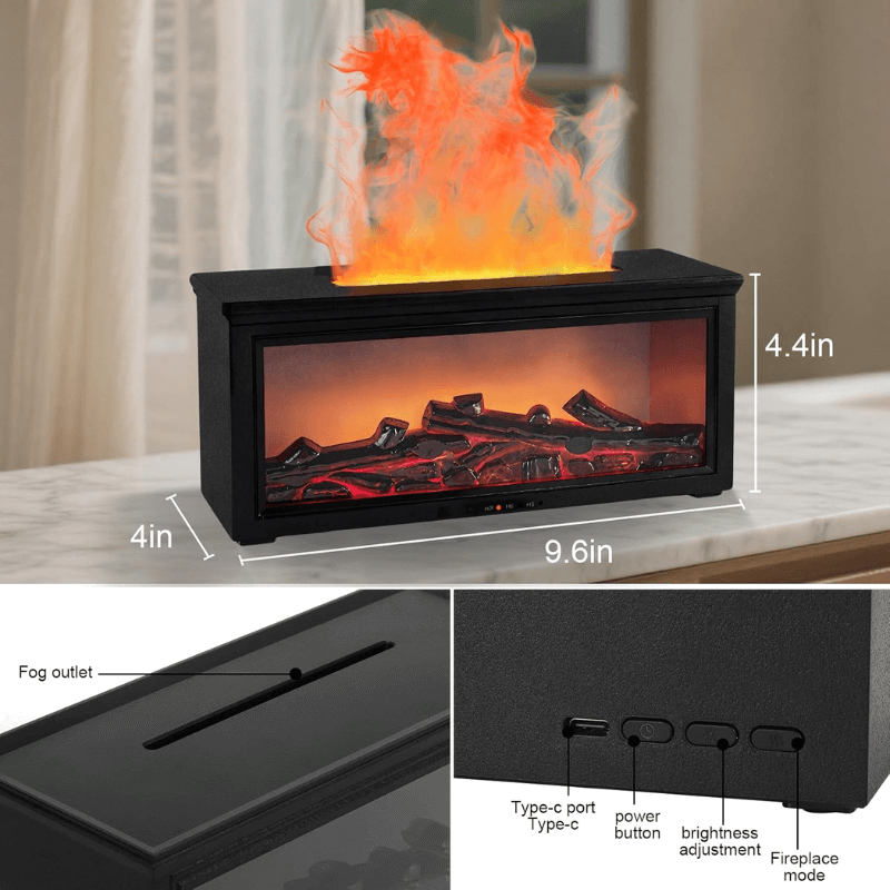 3D Fireplace Diffuser with 7 LED Colors