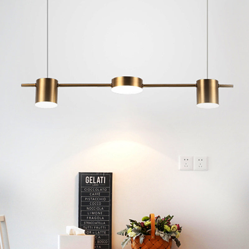 Modern Linear Pendant Light | Brass Drum Shade Design