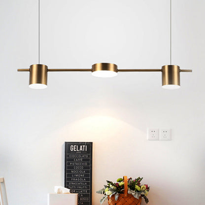 Modern Linear Pendant Light | Brass Drum Shade Design