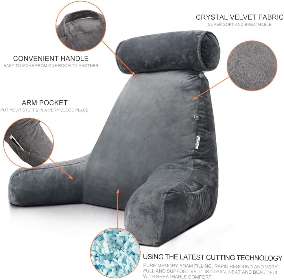 Annie Reading Pillow with Arms – Backrest Support Cushion for Bed & Couch - Image 2