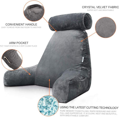 Annie Reading Pillow with Arms – Backrest Support Cushion for Bed & Couch - Image 2
