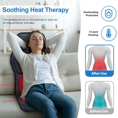 Annie’s Fashion Full Back Massager with Heat – Shiatsu Chair Pad, Deep-Kneading, Adjustable Intensity