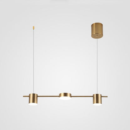 Modern Linear Pendant Light | Brass Drum Shade Design