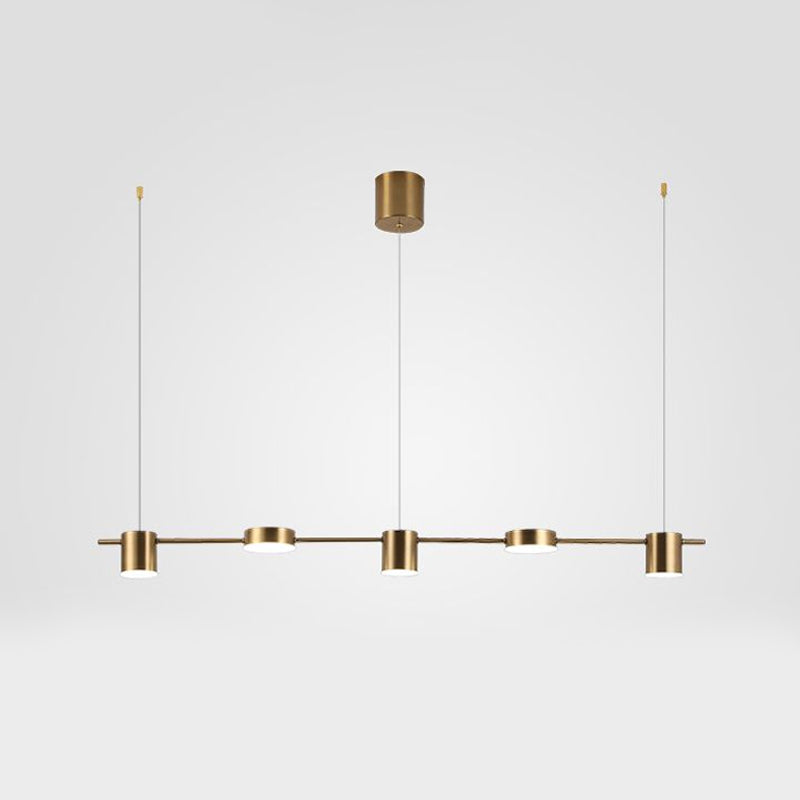 Modern Linear Pendant Light | Brass Drum Shade Design