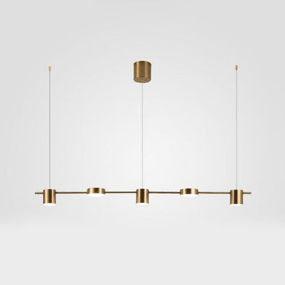 Modern Linear Pendant Light | Brass Drum Shade Design