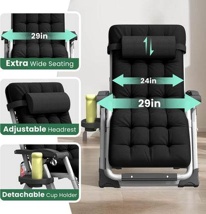 Annie’s Fashion Reclining Outdoor Chair for Seniors – Adjustable Folding Lounger, Holds 500 LB