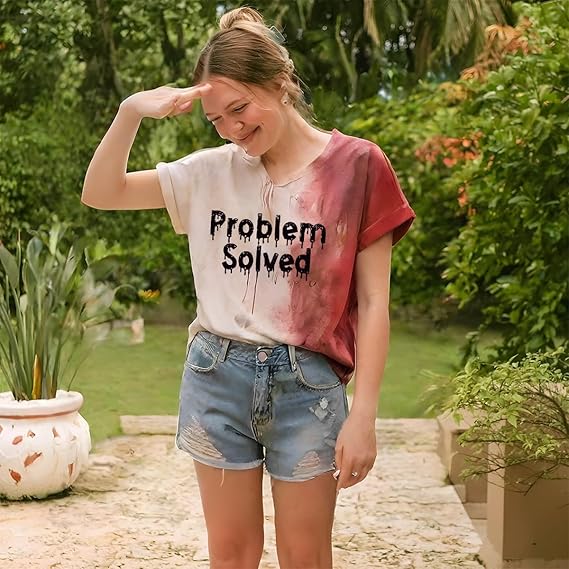 Annies-fashion – Women’s V-Neck Scary Print Tee