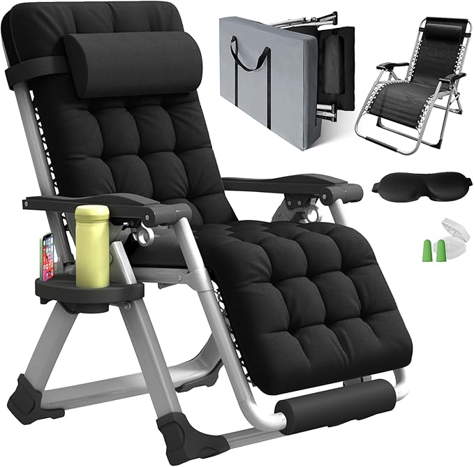 Annie’s Fashion Reclining Outdoor Chair for Seniors – Adjustable Folding Lounger, Holds 500 LB