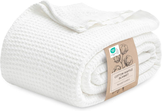 Annies-fashion – 100% Cotton Queen Blanket with Cooling Waffle Weave | Soft & Breathable for Summer Comfort