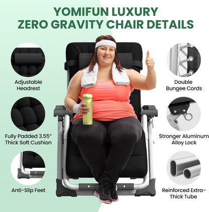 Annie’s Fashion Reclining Outdoor Chair for Seniors – Adjustable Folding Lounger, Holds 500 LB