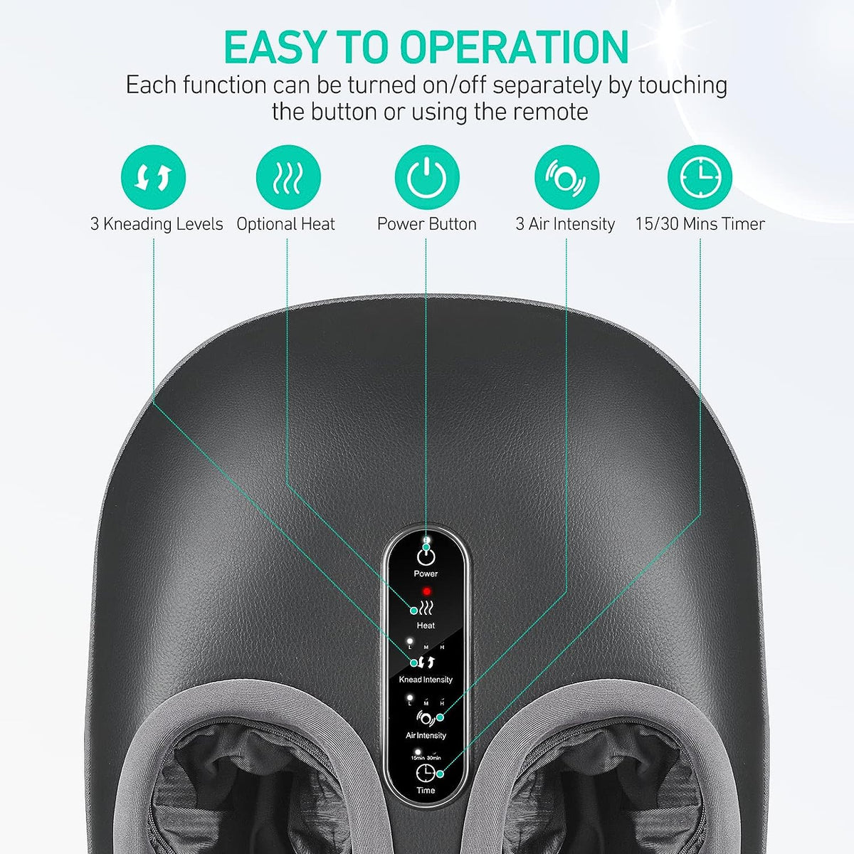 Annie’s Fashion Shiatsu Foot Massager with Heat – Kneading, Vibration & Air Compression for Deep Tissue Relief