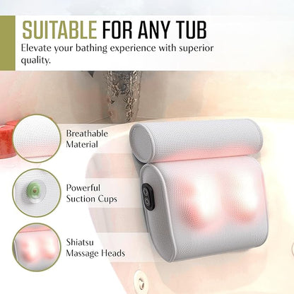 Massaging Bath Pillow with Strong Suction Cups for Head Neck and Shoulder Support