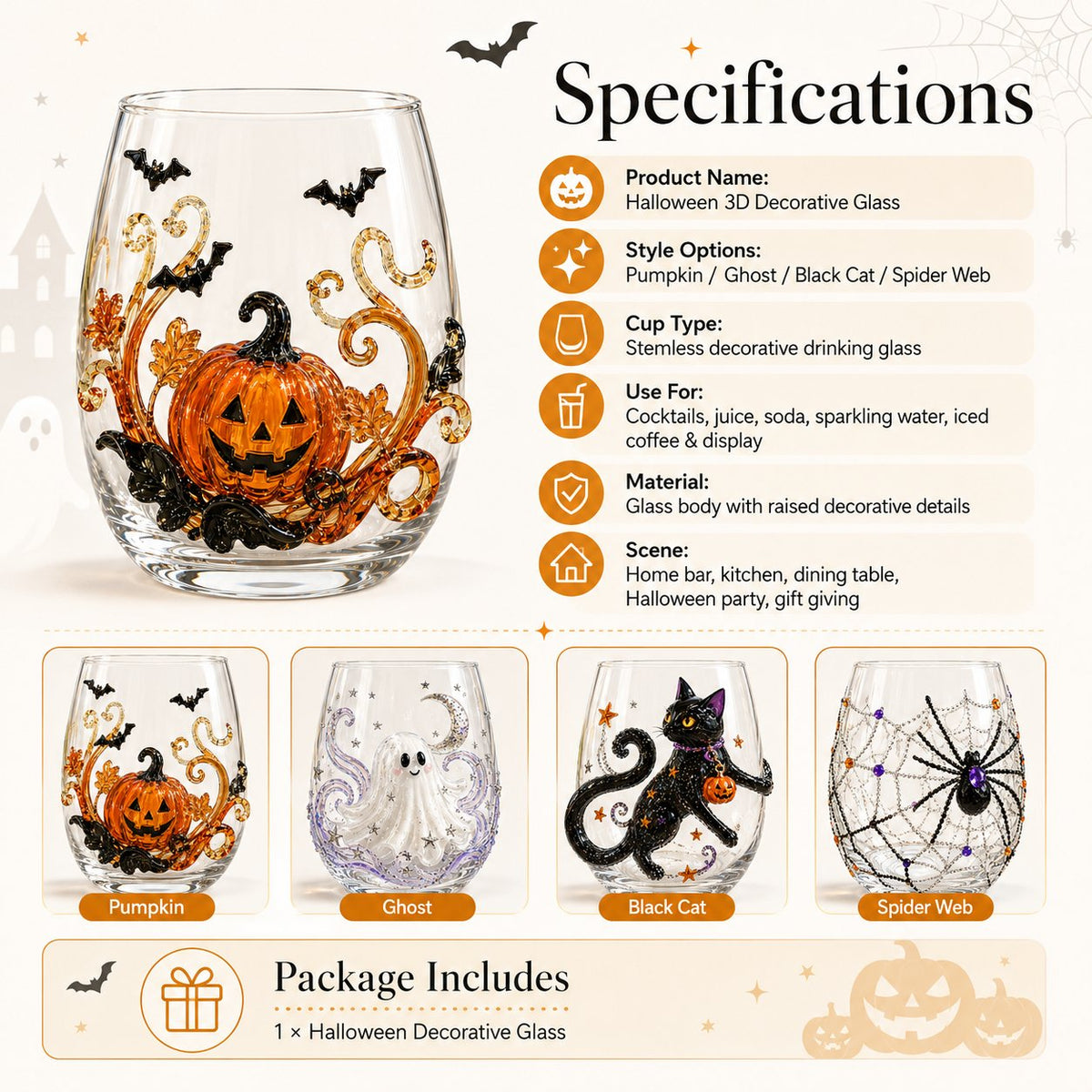 Annies-fashion – Artisan Halloween Drinking Glass