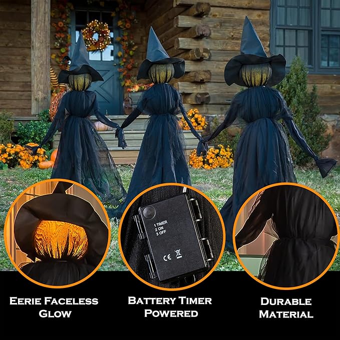 Annies-fashion – Lighted Halloween Witch Garden Stakes