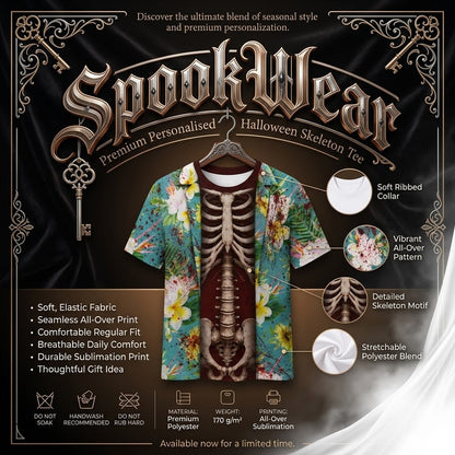 Annies-fashion – Premium Personalised Halloween Skeleton Tee