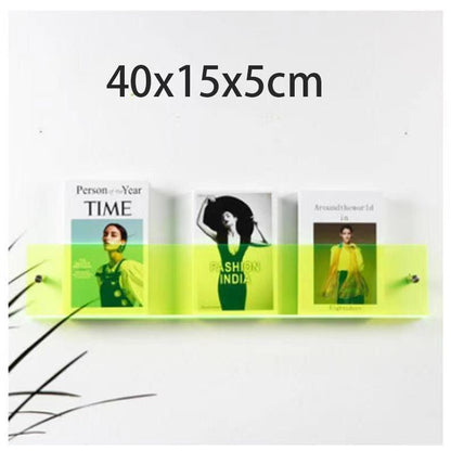 Acrylic Wall Magazine Rack | Modern Orange Floating Display Holder