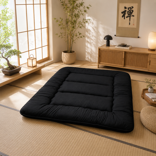 Annies-fashion – Japanese Floor Bed, 4 Inch Thick Futon Mattress, Foldable Tatami Sleeping Pad, Roll Up Floor Bed for Adults & Kids