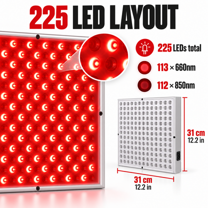 Red & Near-Infrared Light Panel, 225 LEDs