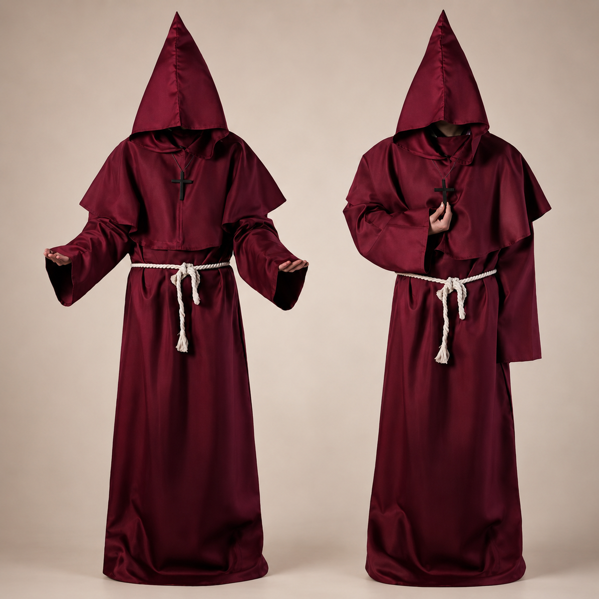 Annies-fashion – Classic Nun Robe Costume | Full-Length Design for Women | Ideal for Halloween and Themed Events