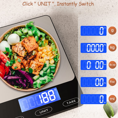 Digital Kitchen Scale 15 kg USB-C Rechargeable