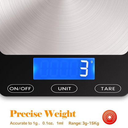 Digital Kitchen Scale 15 kg USB-C Rechargeable