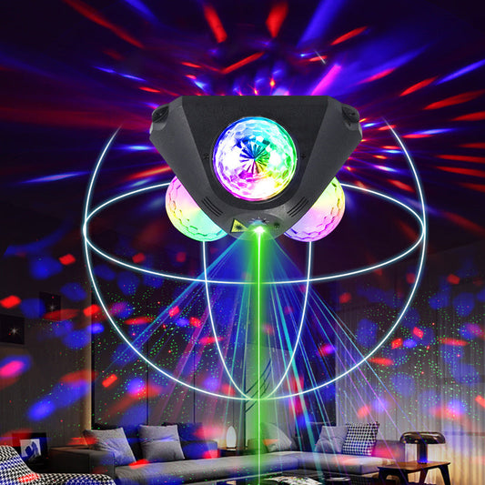 Disco Projector Music-Synced RGB Disco Balls & Lasers
