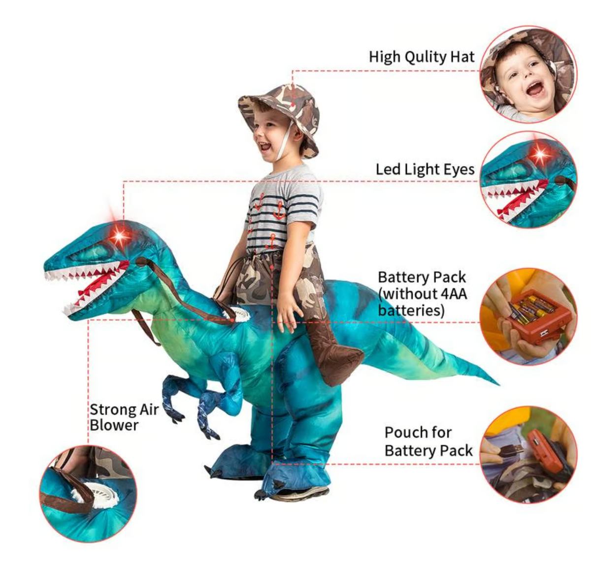 Annies-fashion – Dino Adventure | Kids Halloween Costume - Inflatable Dinosaur for Fun Playtime