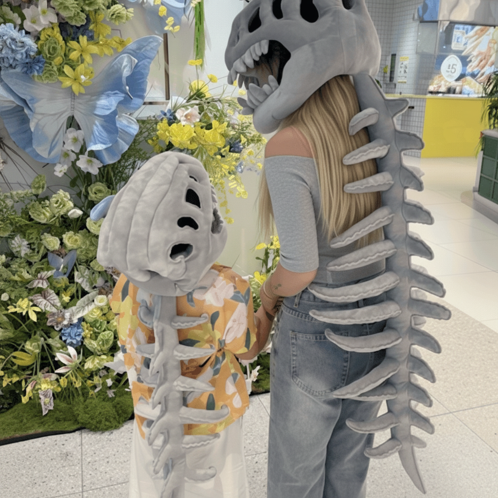 Annies-fashion – Dinosaur Skeleton Costume | Plush Kids Outfit with 3D Design | Fun Dress-Up for Halloween and Parties