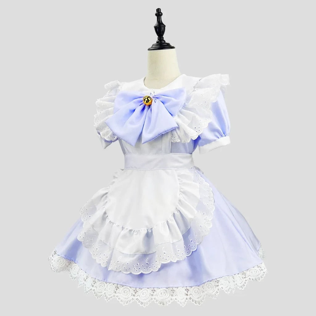 Annies-fashion – Elegant Gothic Maid Costume Set with Ruffled Dress & Apron for Halloween